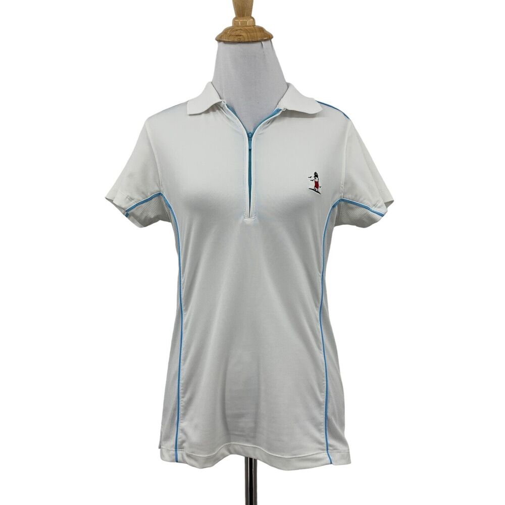 Peter Millar Shirt Womens Small White Quarter Zip UPF 50 Moisture Wicking Polo